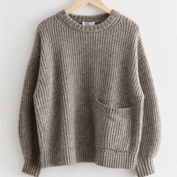 & Other Stories Oversized Patch Pocket Knit Jumper, M - Picture 7 of 7